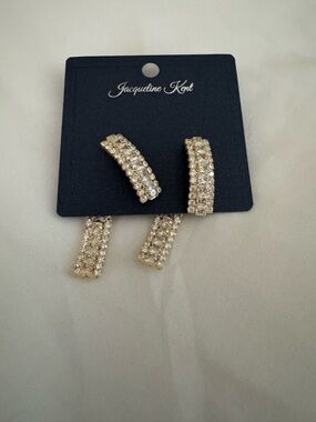 Jacqueline Kent Earrings Split Bars - Gold Tone New